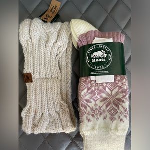 Roots bundle - cream headband and wool socks (new)